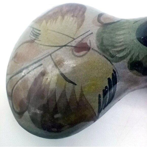 Tonala Bird Hand Painted Mexican Pottery Vintage Folk Art 4.25 Inch Clay 1960s - Picture 4 of 16